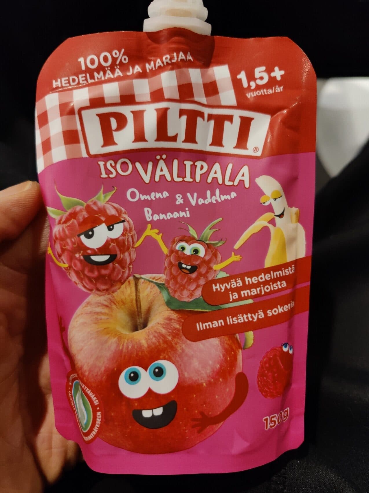 Piltti Iso Välipala, Omena, Vadelma, Banaani packshot