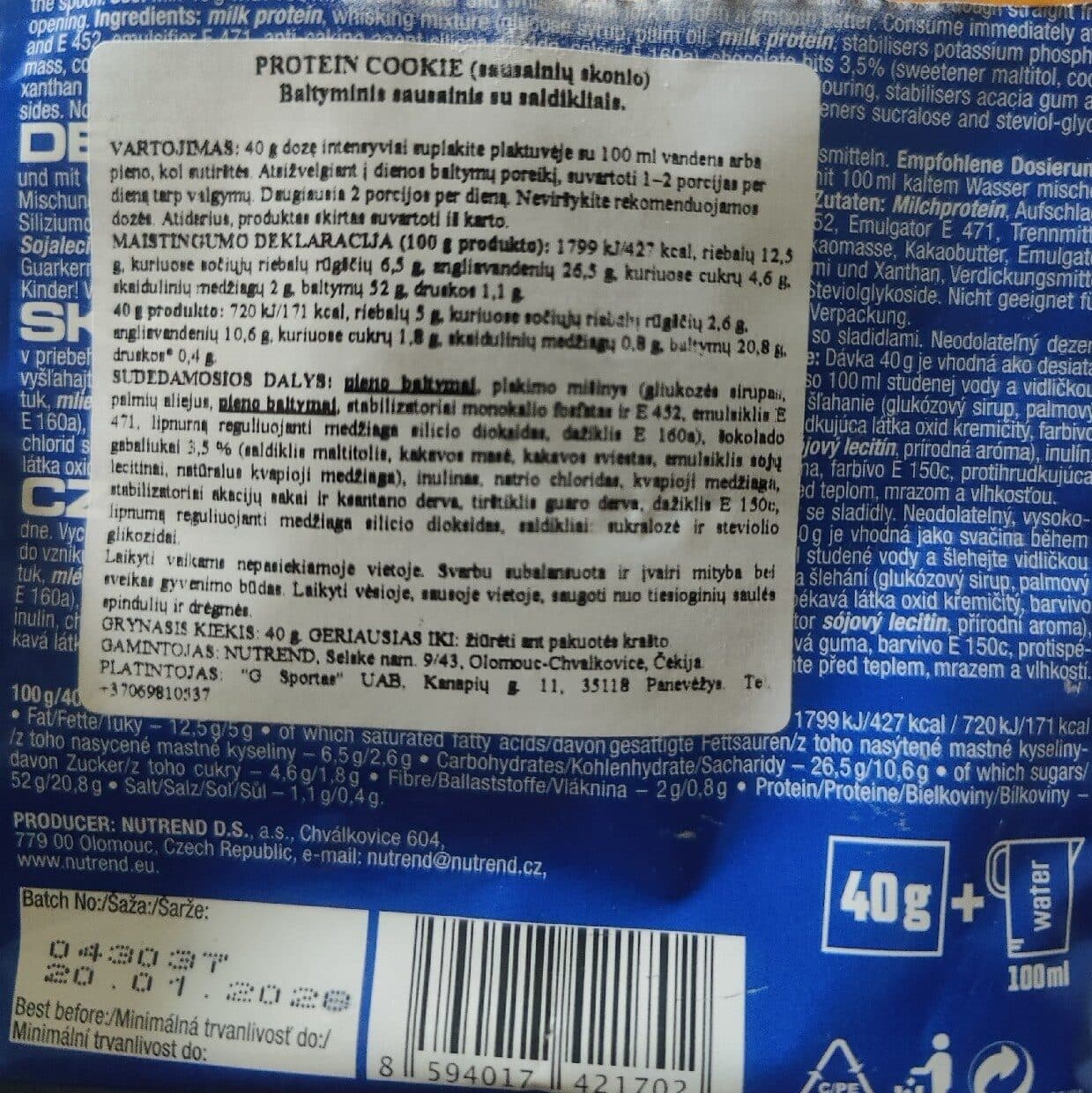 Nutrend Protein Cookie Dough packshot