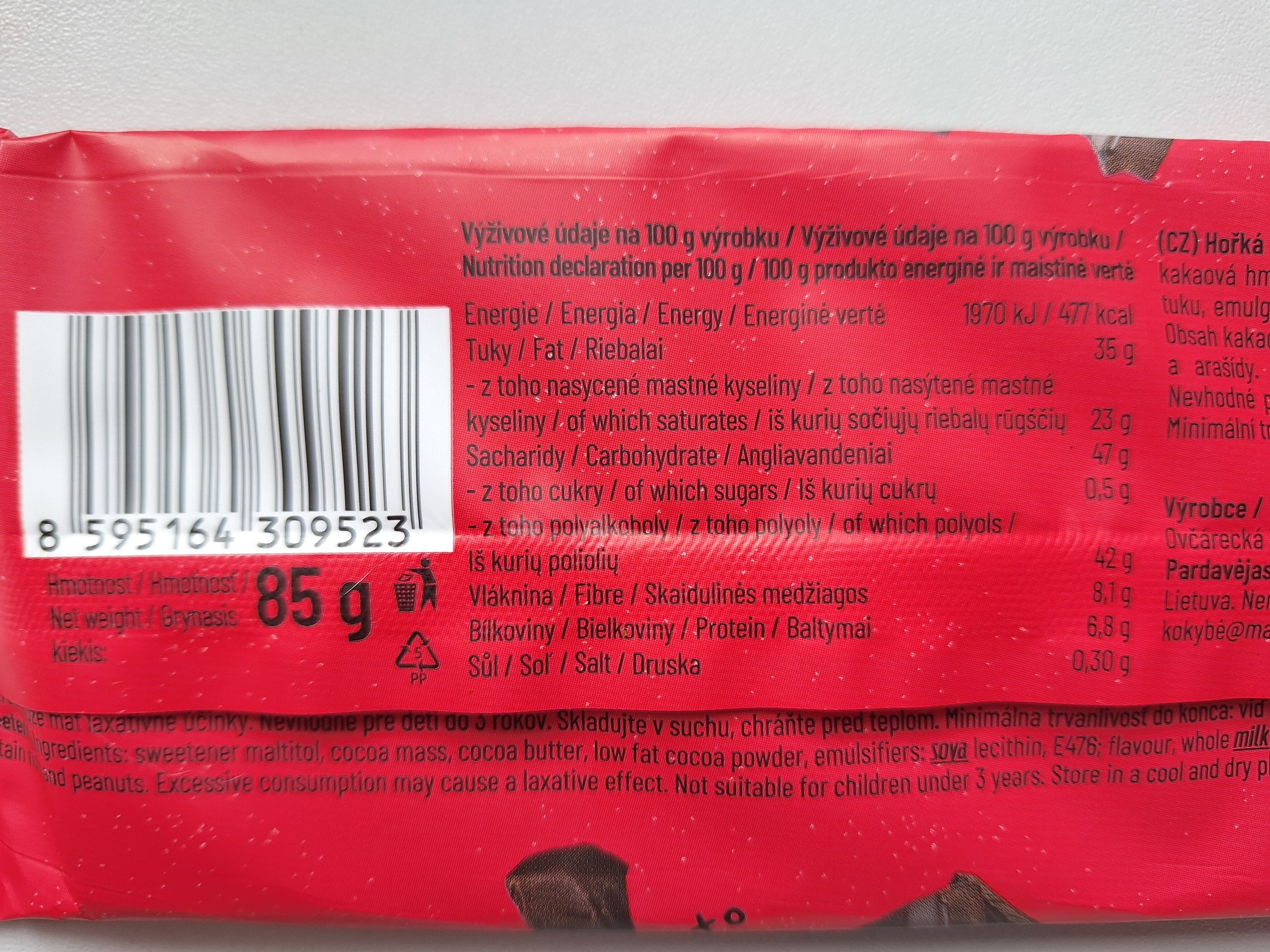 Chocoland a.s Šokoladas be cukraus packshot