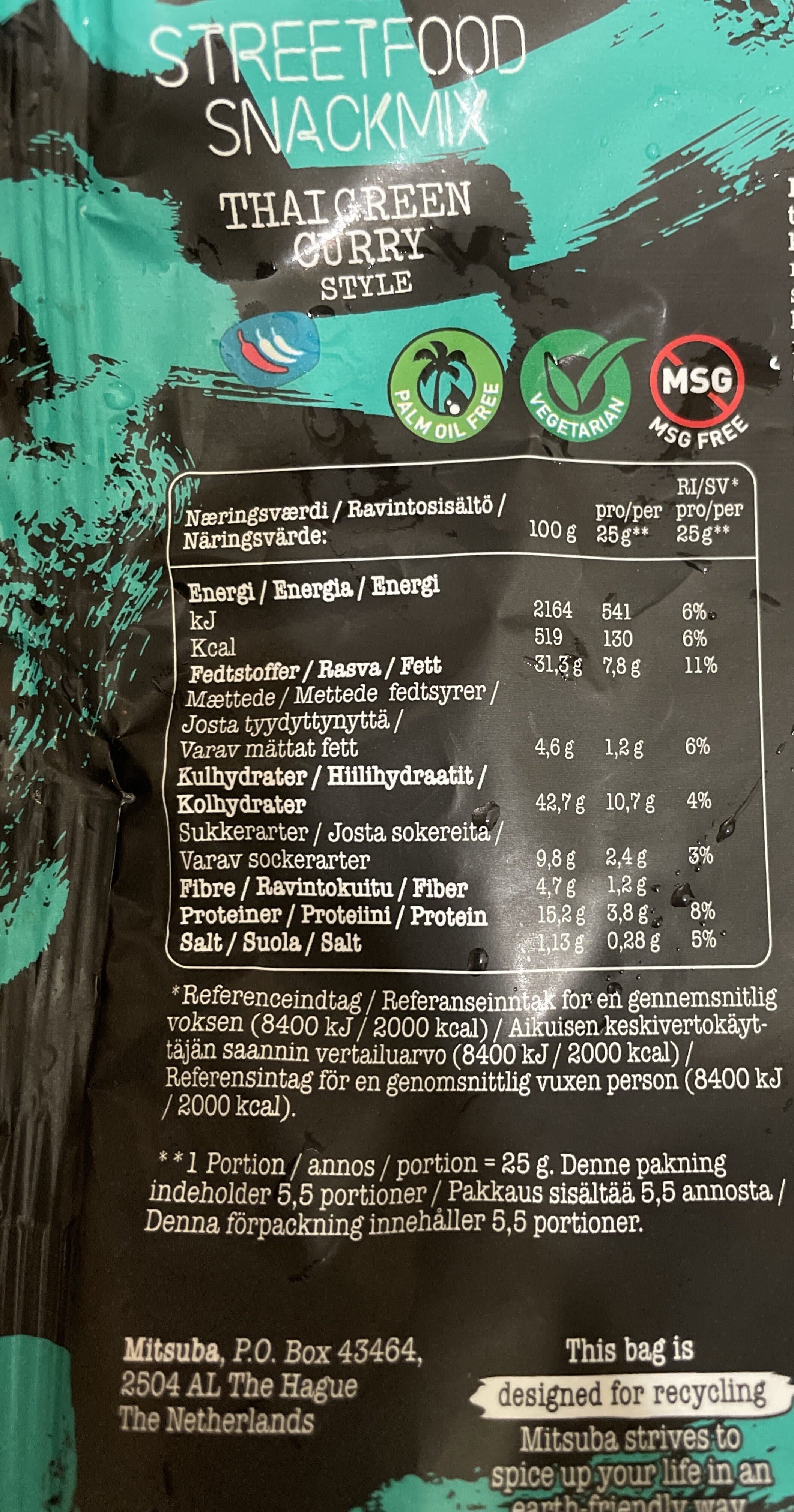 Mitsuba Streetfood Snackmix Thai Green Curry packshot