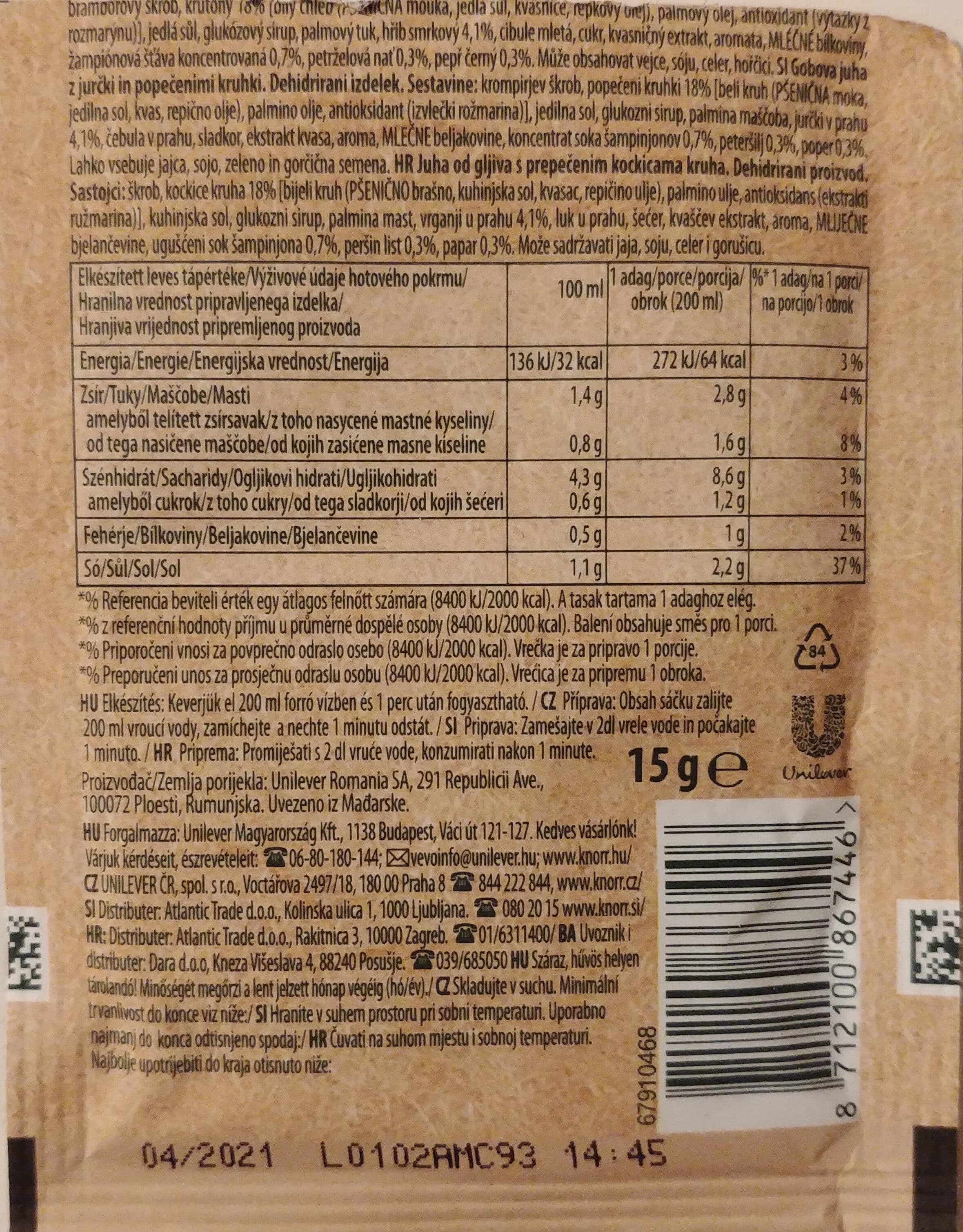 Knor Mushroom soup with croutons packshot