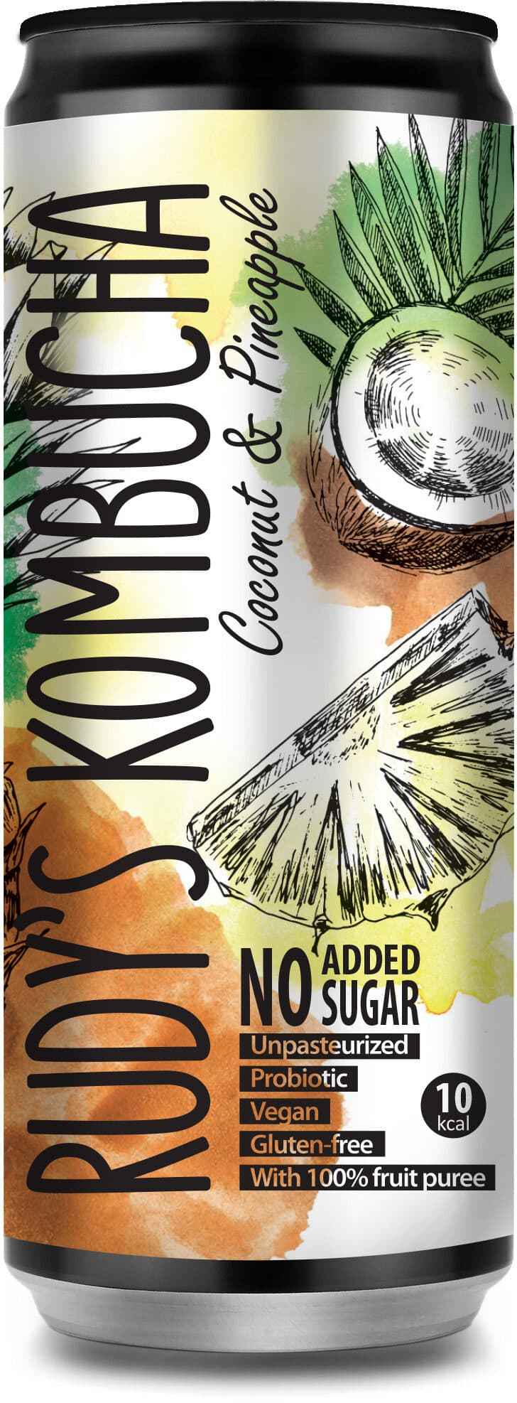 Rudy's Kombucha Rudy's Kombucha Coconut & Pineapple packshot