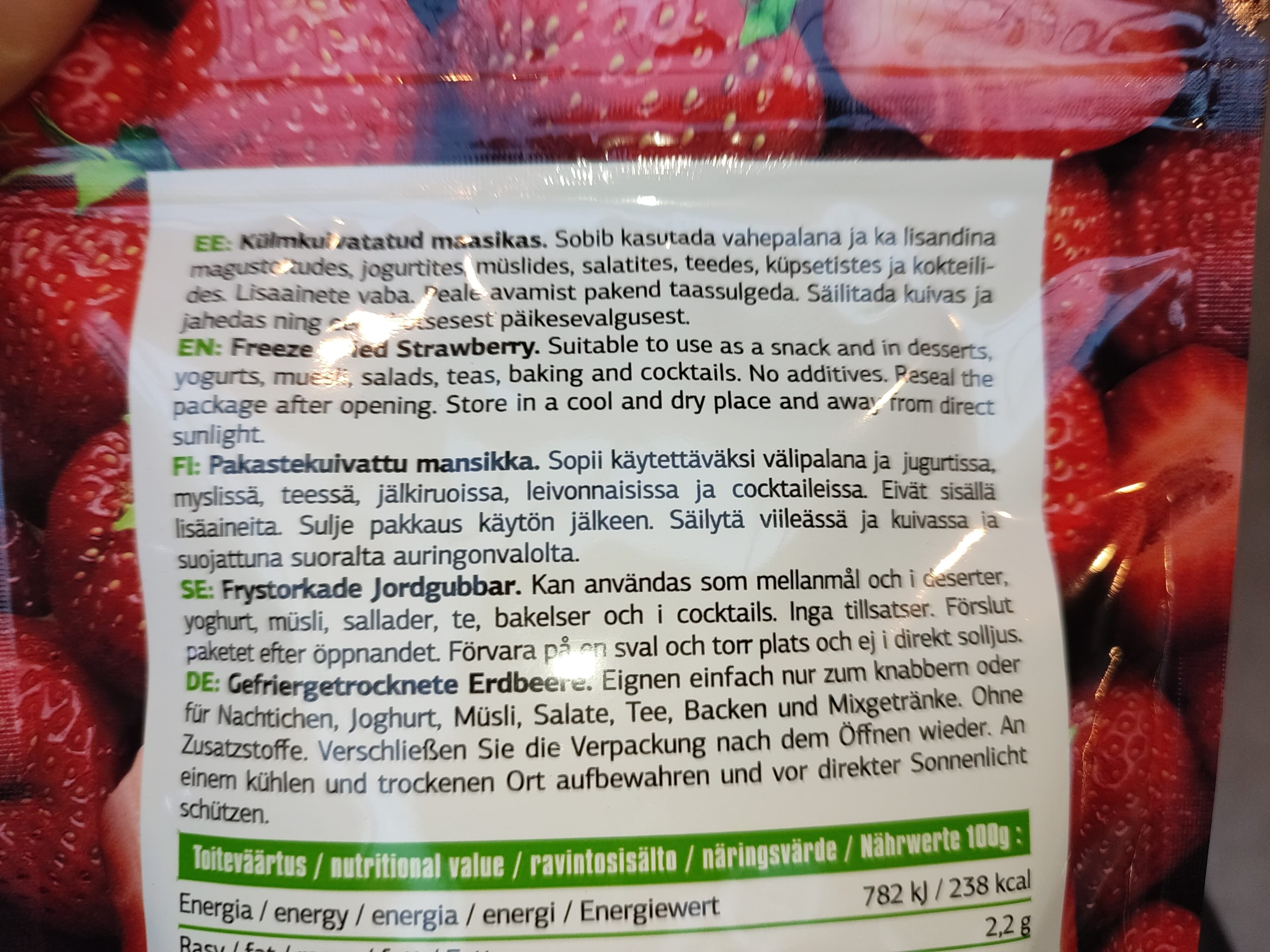 Open Food Facts Külmkuivatatud maasikas packshot