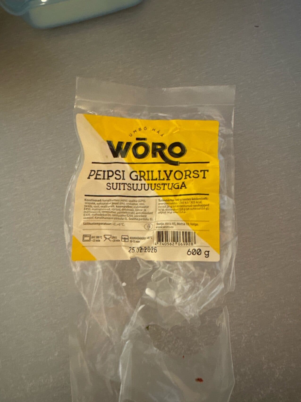 Wõro Peipsi Grillvorst Suitsujuustuga packshot