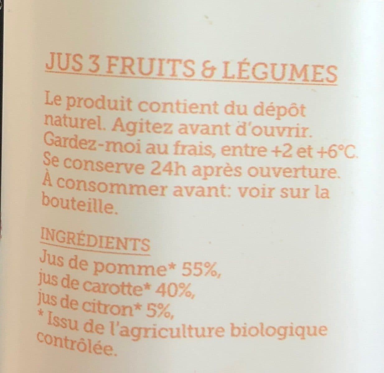 Open Food Facts Jus frais Pomme Carotte Citron packshot