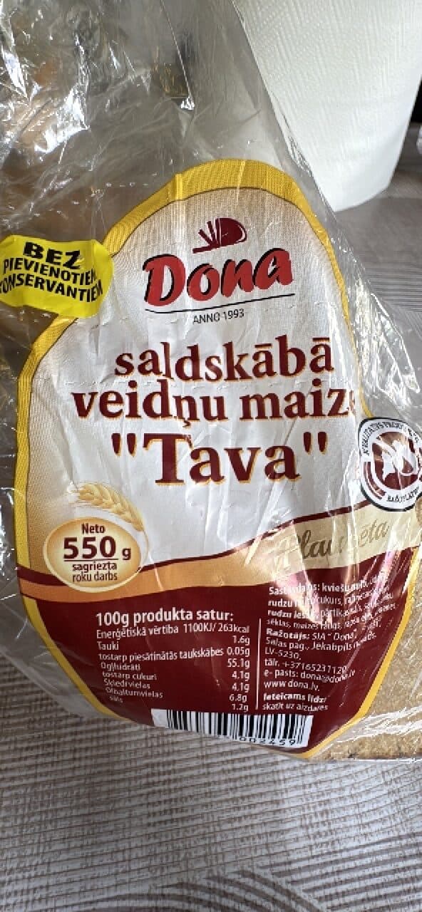 Dona saldskābā veidņu maize "Tava" packshot