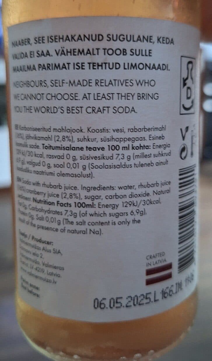 Naabri Rabarberi mahlaga limonaad packshot
