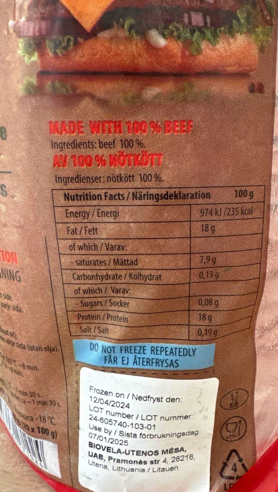 UM Beef Hamburgare packshot