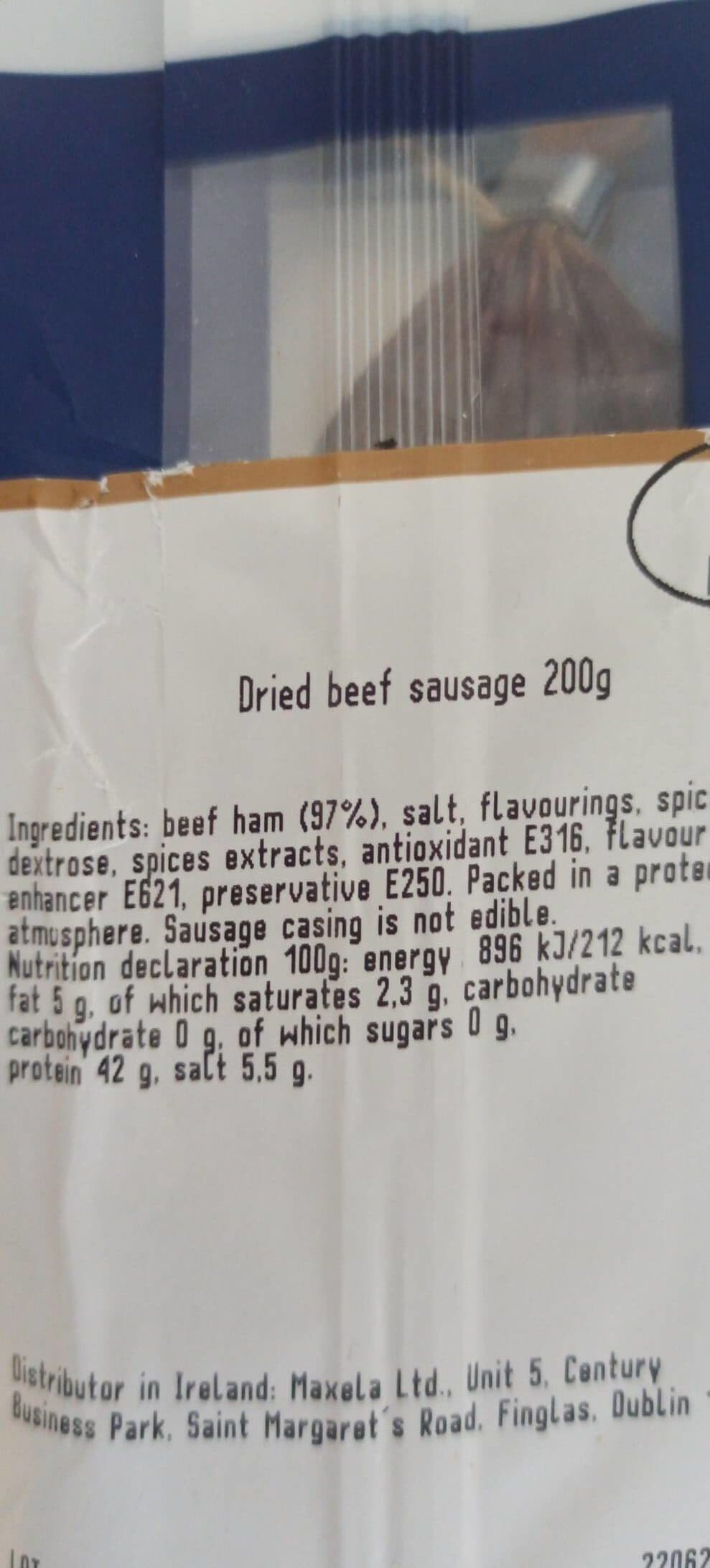 Open Food Facts Beef dried sausage packshot