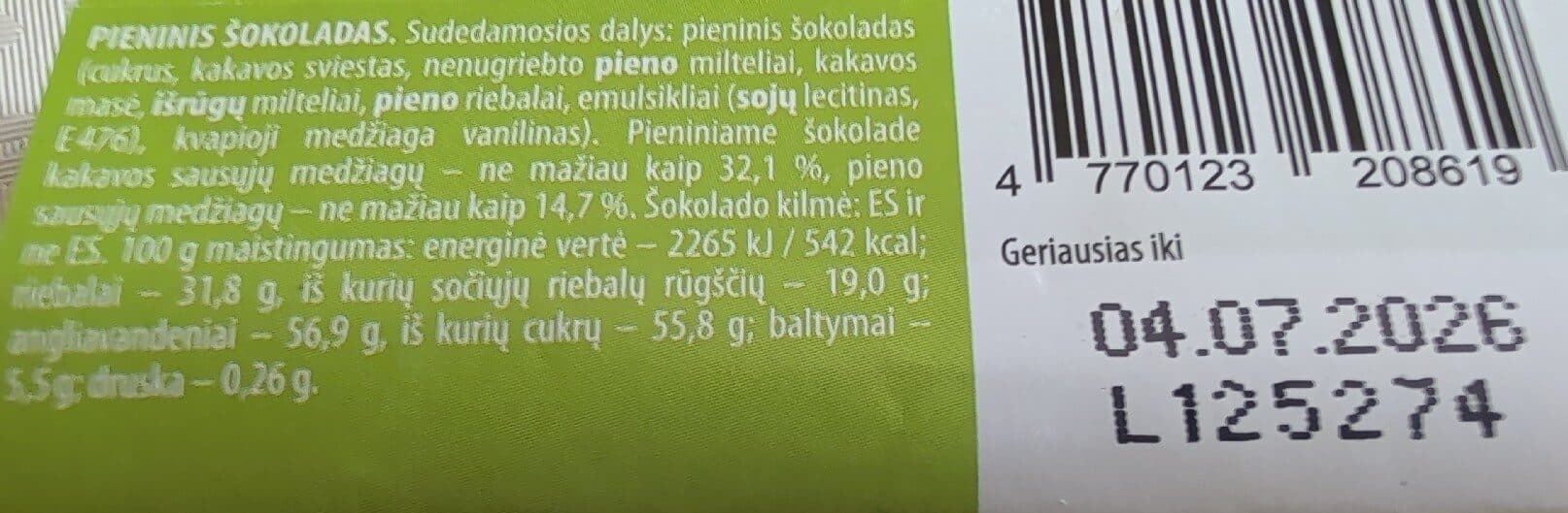 Ruta Pieniskas Sokoladas packshot