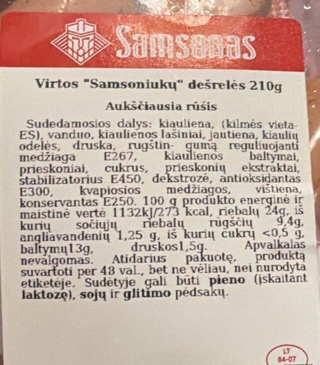 samsonas virtos dešrelės packshot