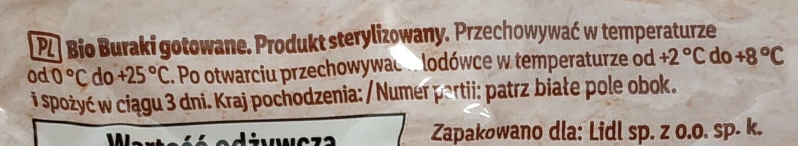 Lidl Bio buraki gotowane packshot
