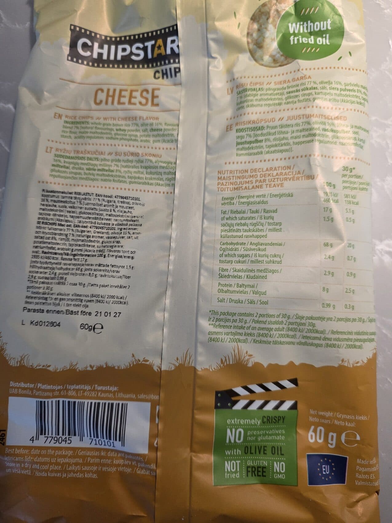 Chipstar Brown Rice Chips Cheese packshot
