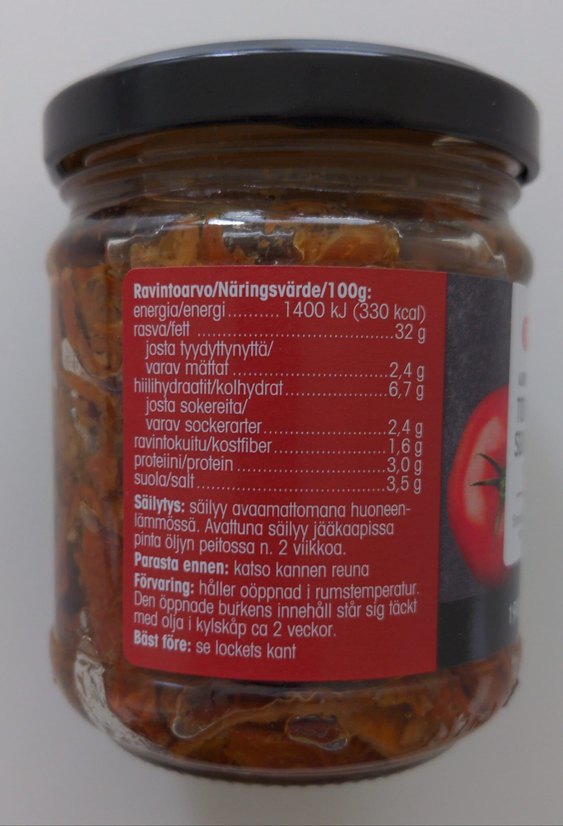 Pirkka Aurinkokuivatut Tomaattisuikaleet Öljyssä packshot