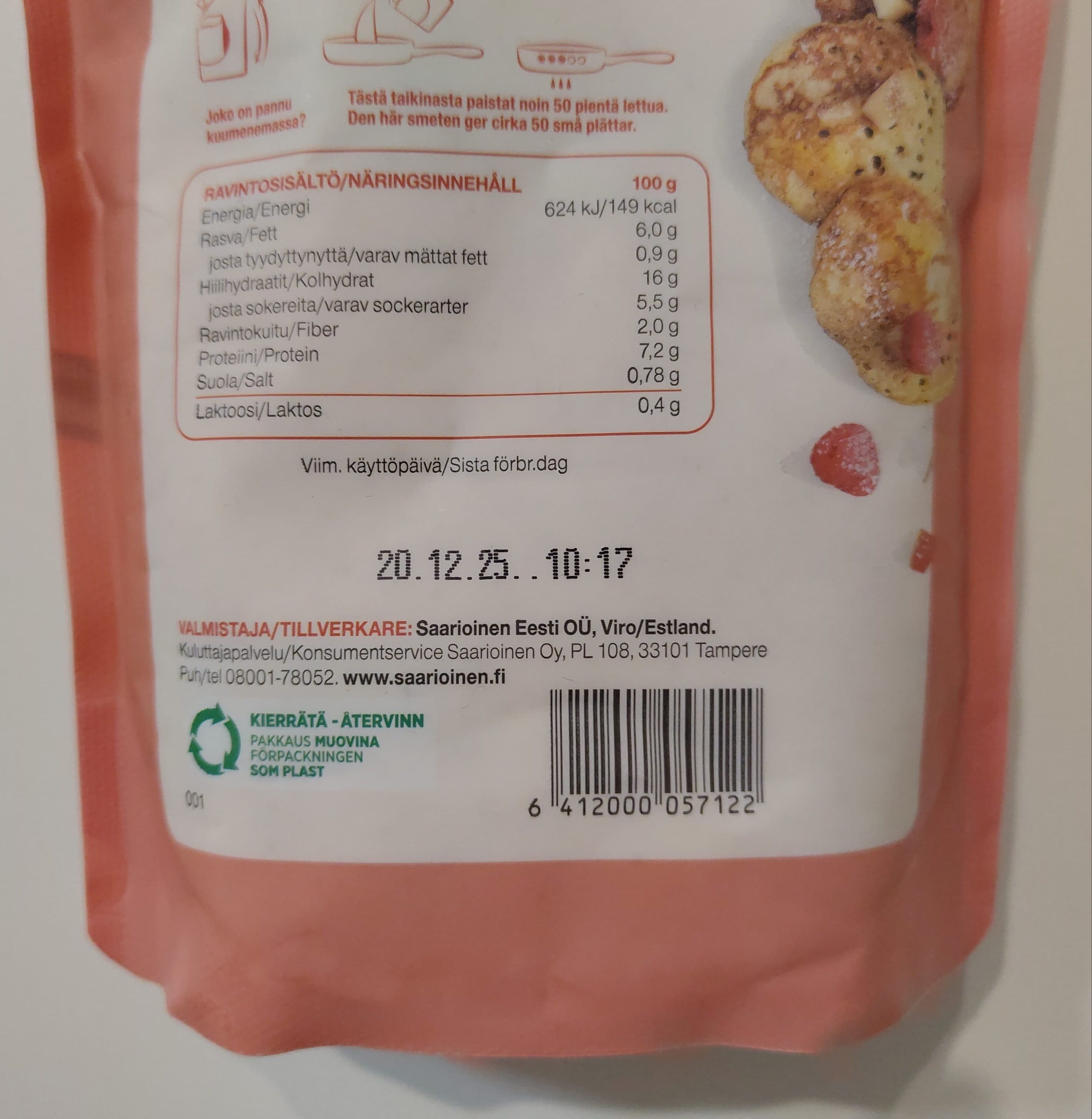 Saarioinen Apple Oat Pancakes packshot