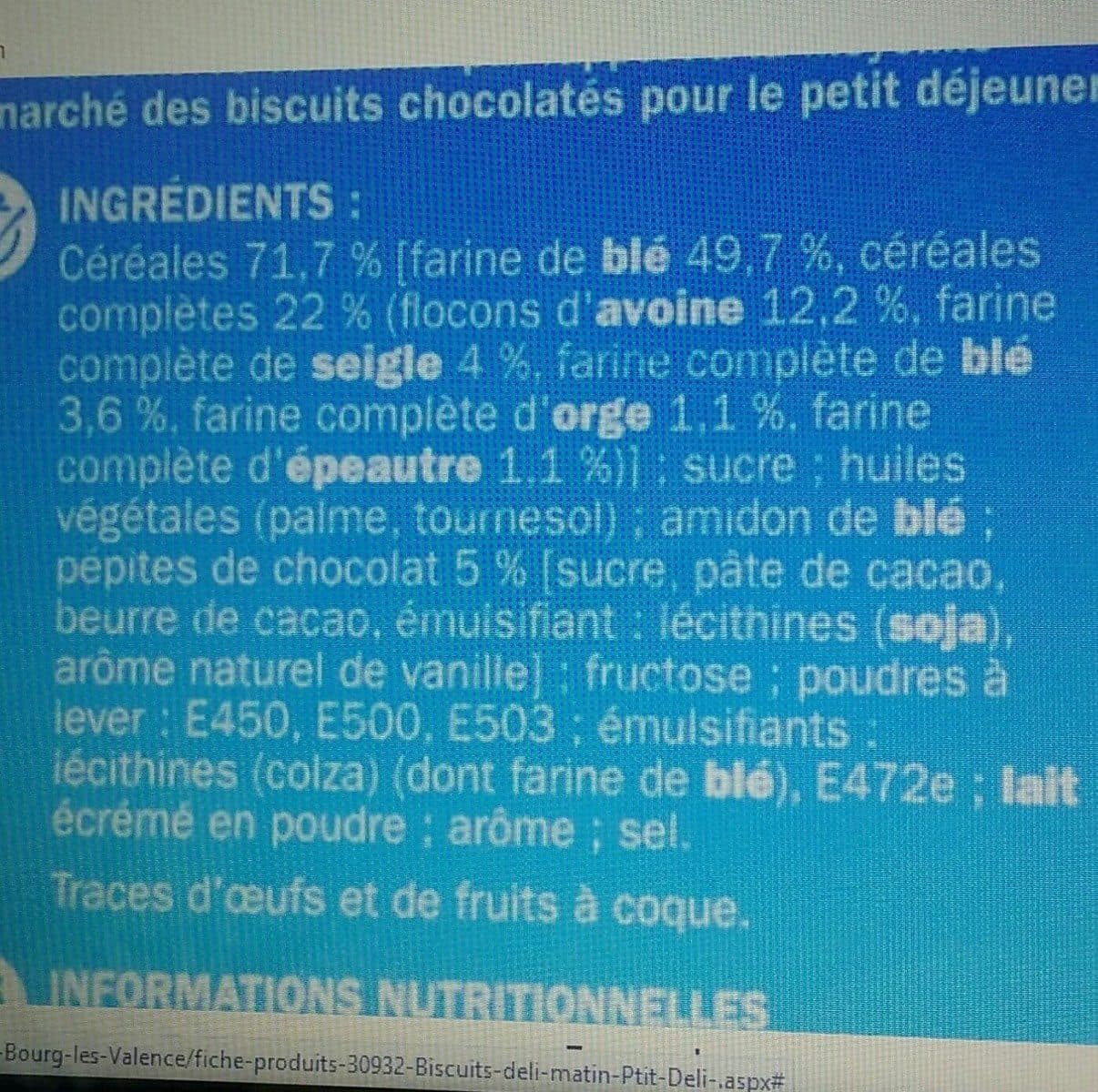 Open Food Facts Deli matin pépite de chocolat packshot