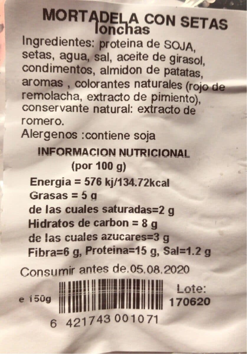 Open Food Facts Mortadela con setas packshot