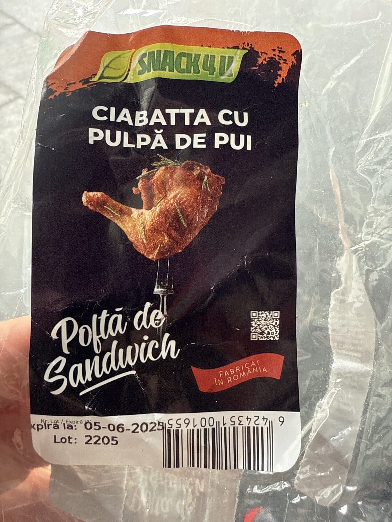 Snack 4 U Ciabatta Cu Pulpa De Pui packshot