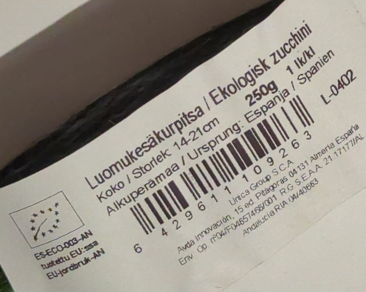 Unica Group Luomukesäkurpitsa packshot