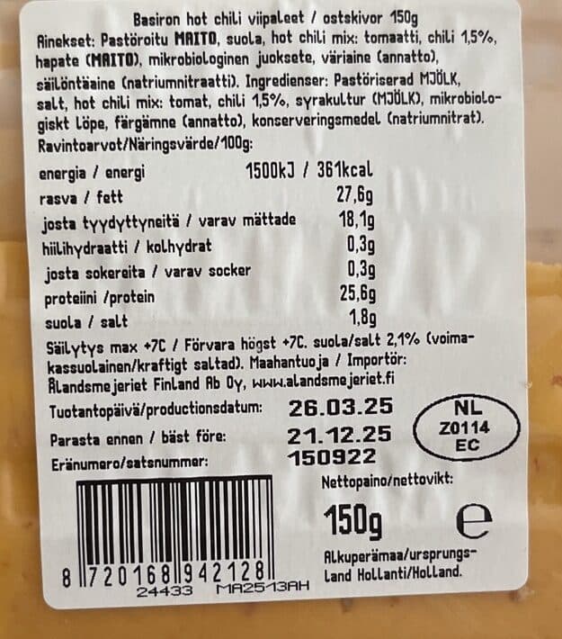 Basiron Hot Chili Cheese Slices packshot